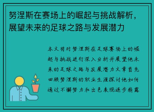 努涅斯在赛场上的崛起与挑战解析，展望未来的足球之路与发展潜力